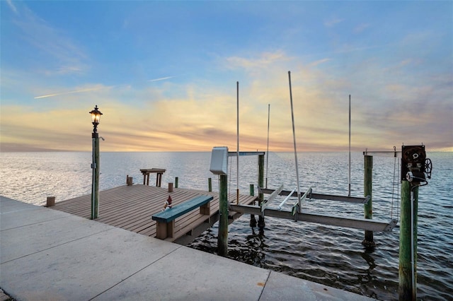 view of dock featuring a water view