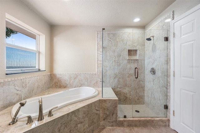 bathroom with plus walk in shower