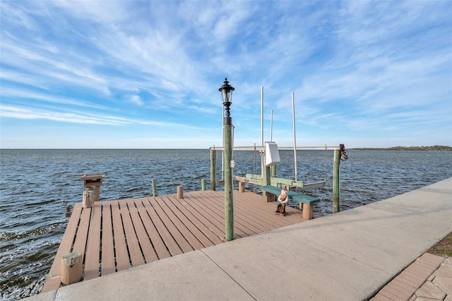 dock area featuring a water view