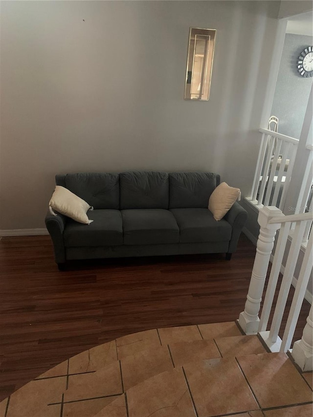 living room with hardwood / wood-style flooring