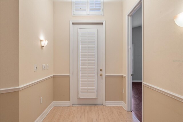 hallway featuring light wood-type flooring