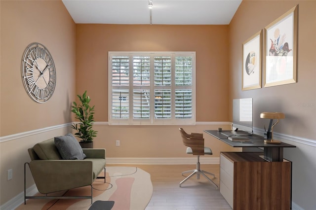 home office featuring light wood-type flooring