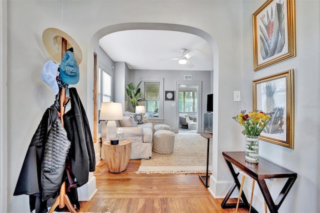 hall featuring light hardwood / wood-style floors