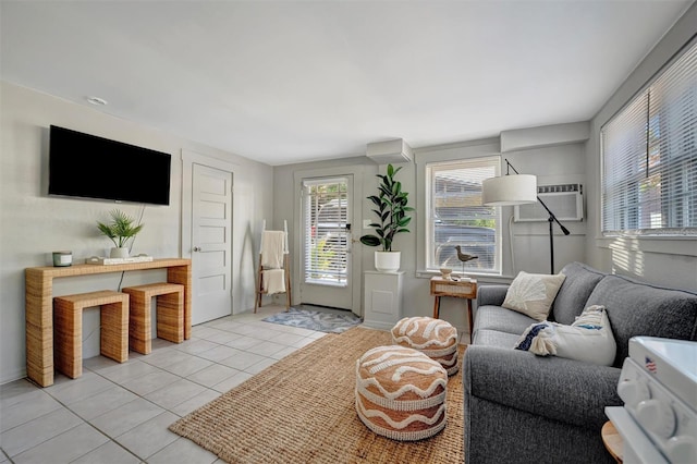 view of tiled living room