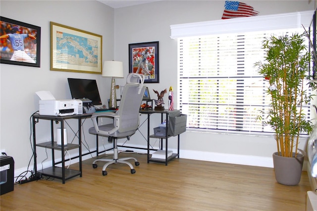 office space featuring hardwood / wood-style floors