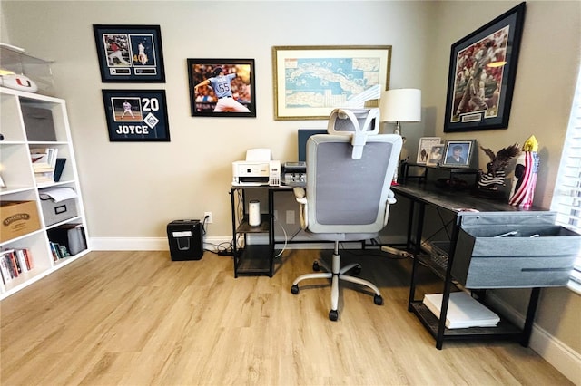 office space featuring light hardwood / wood-style floors