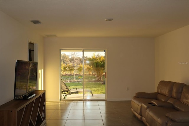 view of tiled living room