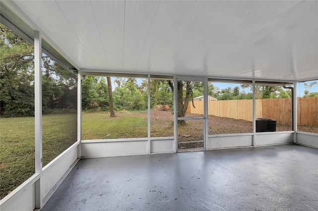 view of unfurnished sunroom