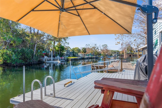 view of dock featuring a water view