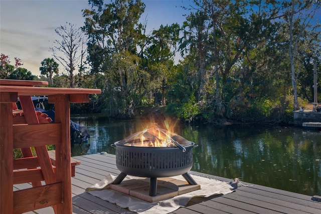 view of dock featuring a water view