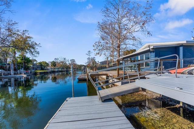 dock area featuring a water view