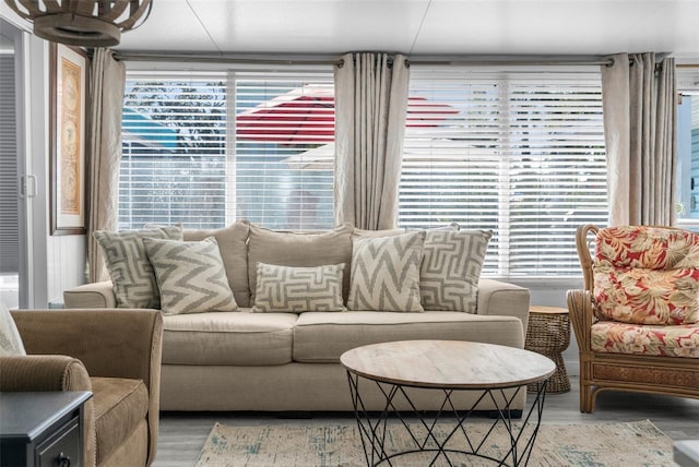 living room featuring light hardwood / wood-style floors