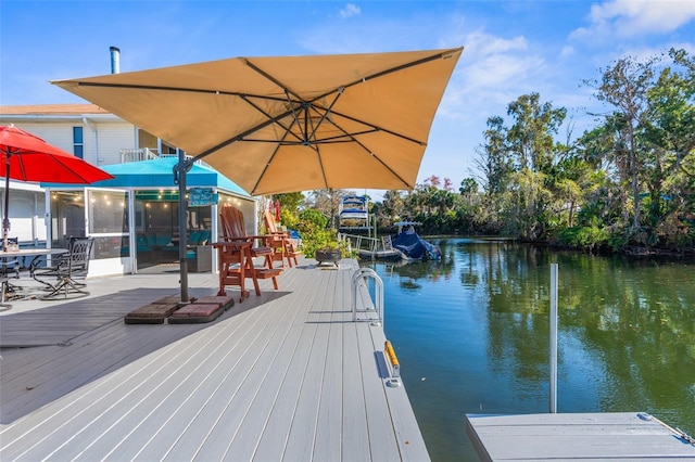 view of dock featuring a water view