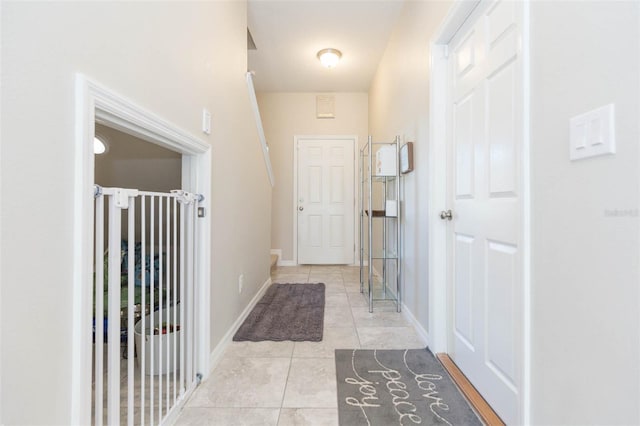 interior space featuring light tile patterned flooring