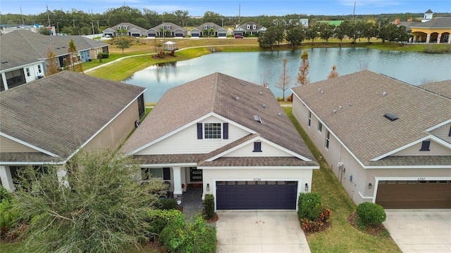 bird's eye view featuring a water view