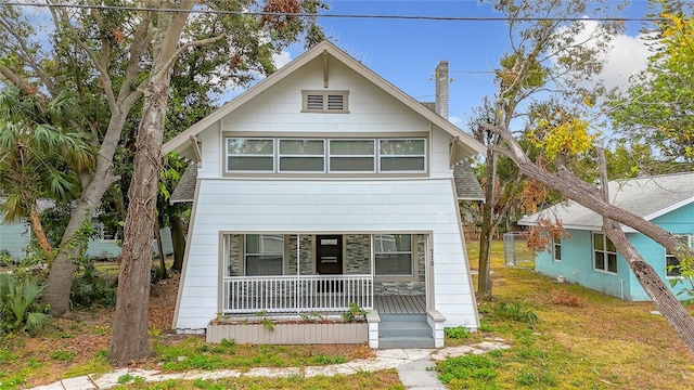 view of front facade featuring covered porch