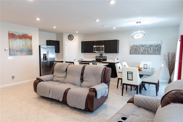 view of tiled living room