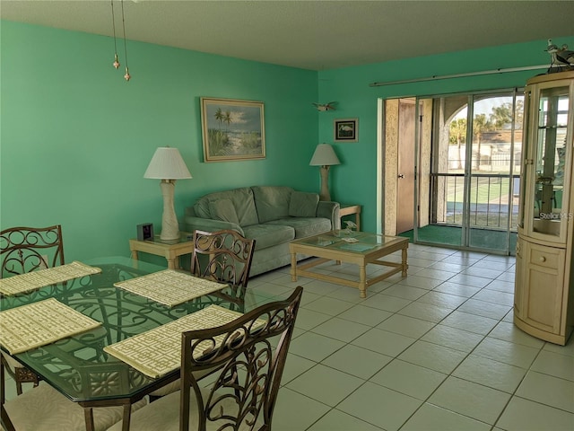 living room featuring light tile patterned floors