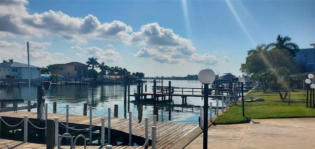 view of dock featuring a water view