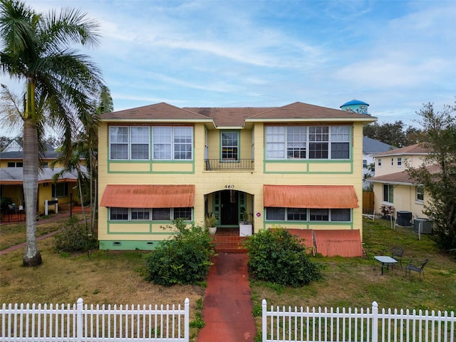 view of front of house with central AC unit