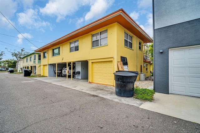 exterior space featuring a garage