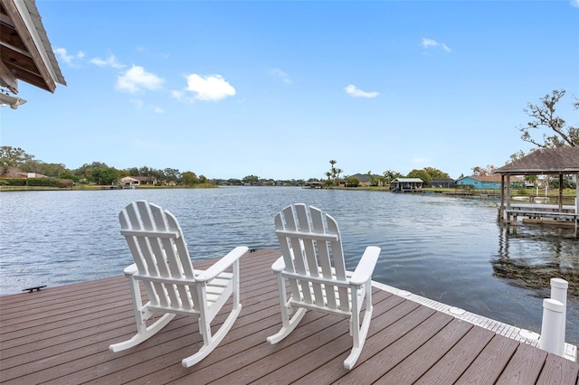 dock area featuring a water view