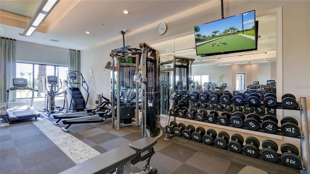 workout area with a healthy amount of sunlight