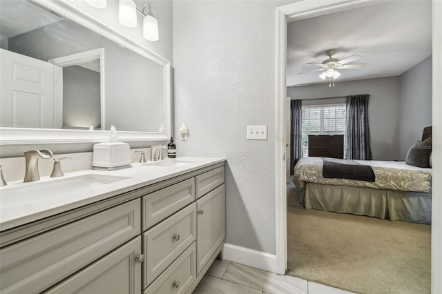 bathroom with vanity and ceiling fan