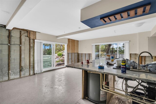 kitchen with beam ceiling