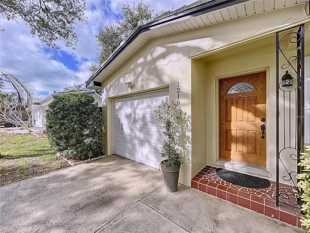 entrance to property with a garage