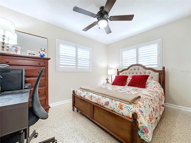 bedroom featuring ceiling fan