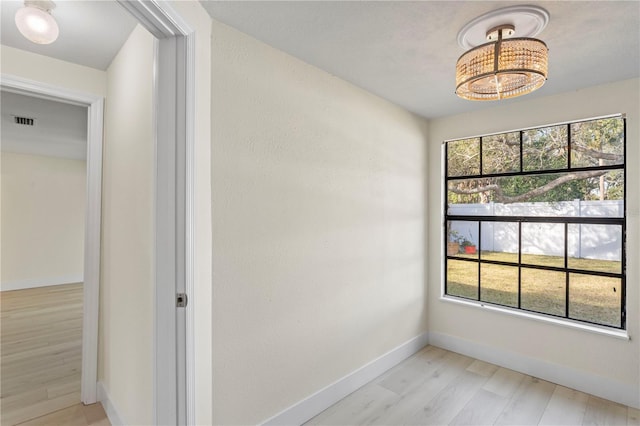 interior space with light hardwood / wood-style floors