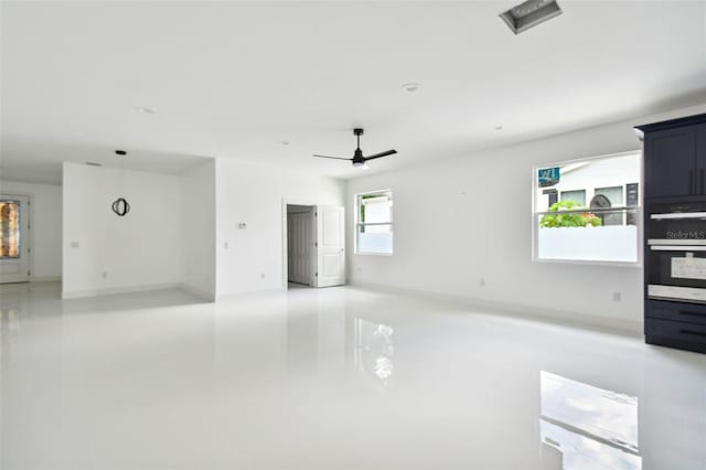 interior space featuring ceiling fan