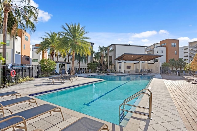 view of pool featuring a patio area