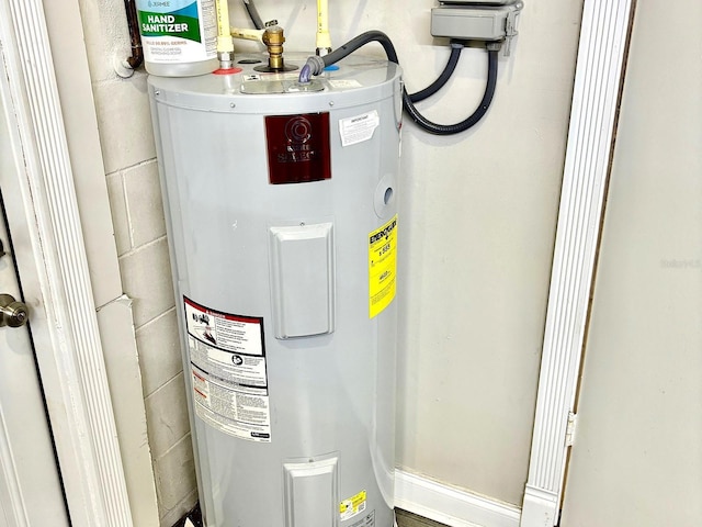 utility room with water heater