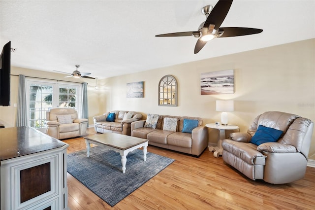 living room featuring light hardwood / wood-style floors