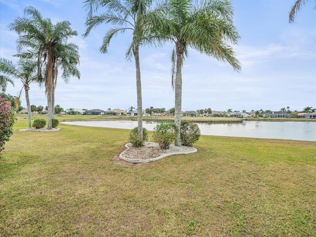 view of yard featuring a water view