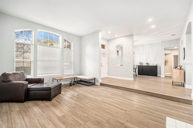 living room featuring light hardwood / wood-style flooring