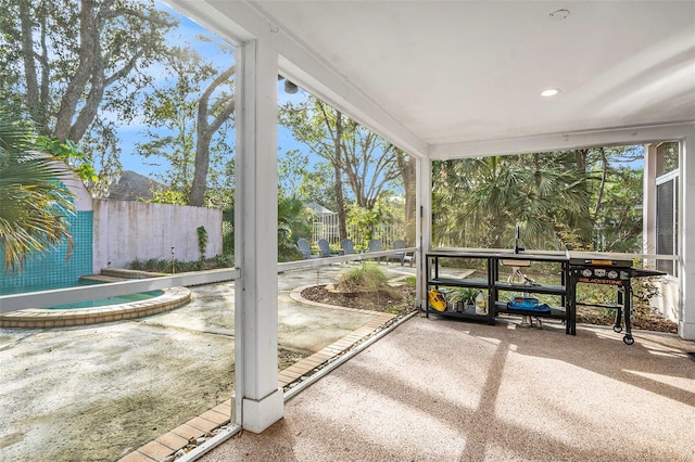 view of unfurnished sunroom