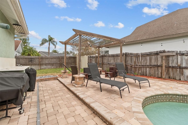 view of patio / terrace featuring a pergola