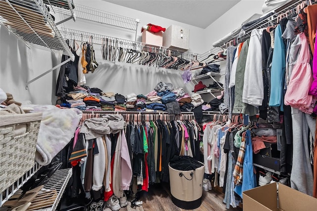 spacious closet featuring hardwood / wood-style flooring