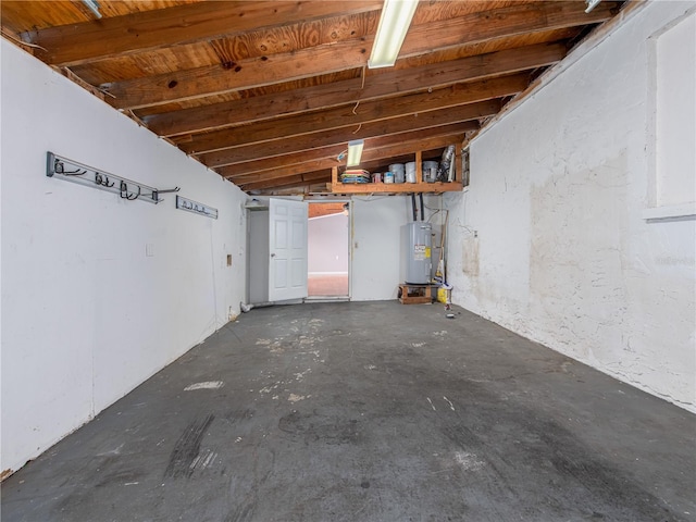 basement with water heater