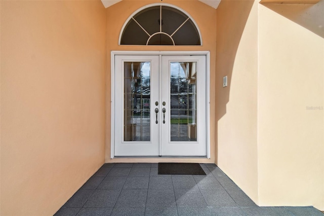 property entrance with french doors