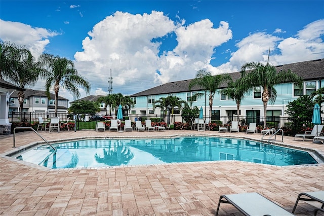 view of pool featuring a patio