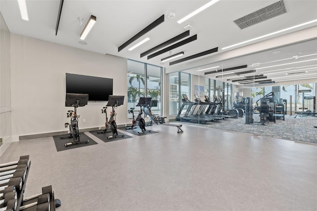 workout area with a wealth of natural light and expansive windows