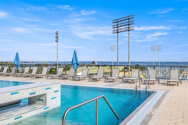 301 1st St S Unit 2006, Saint Petersburg, FL 33701 - community pool with a water view and a patio area