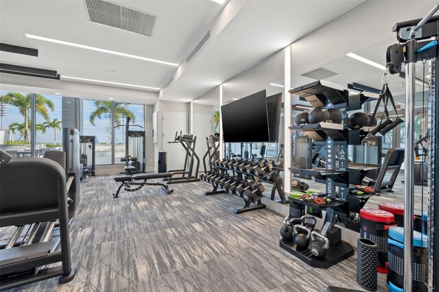 301 1st St S Unit 2006, Saint Petersburg, FL 33701 - workout area with visible vents and carpet flooring