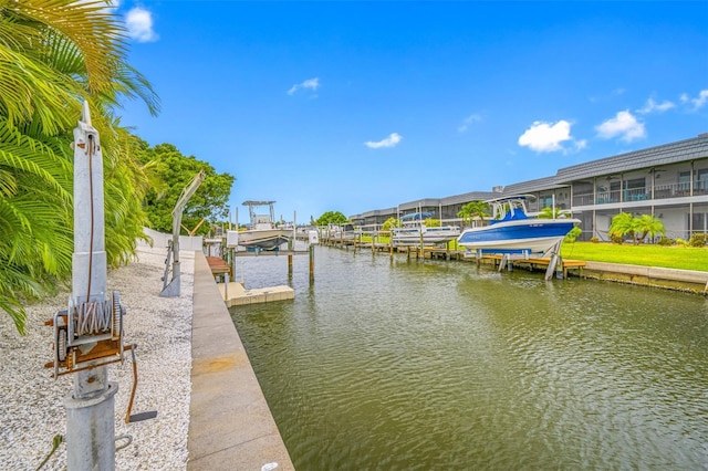 dock area featuring a water view