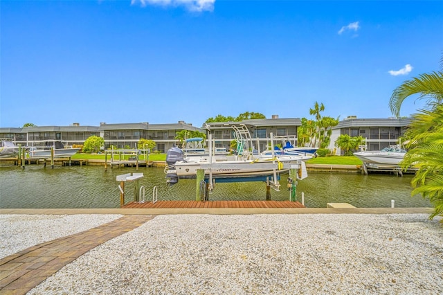 view of dock featuring a water view