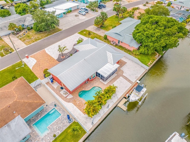 bird's eye view featuring a water view